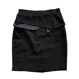XOXO Black Ruffle Front Mini Pencil Skirt 0